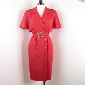 Vintage Petite Sophisticate Women's 4 Red Double Breasted Career Blazer Dress